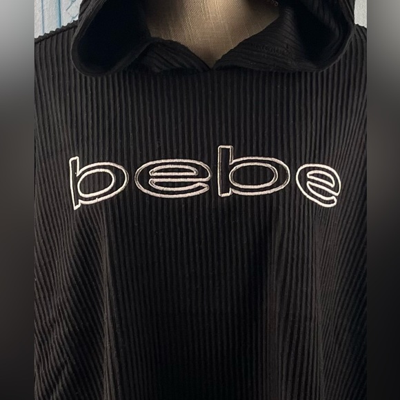 Bebe Size:2X Women Set  ALLOVER Rib Hoodie/ ALLOVER Rib Hoodie Jogger Black - Picture 3 of 15